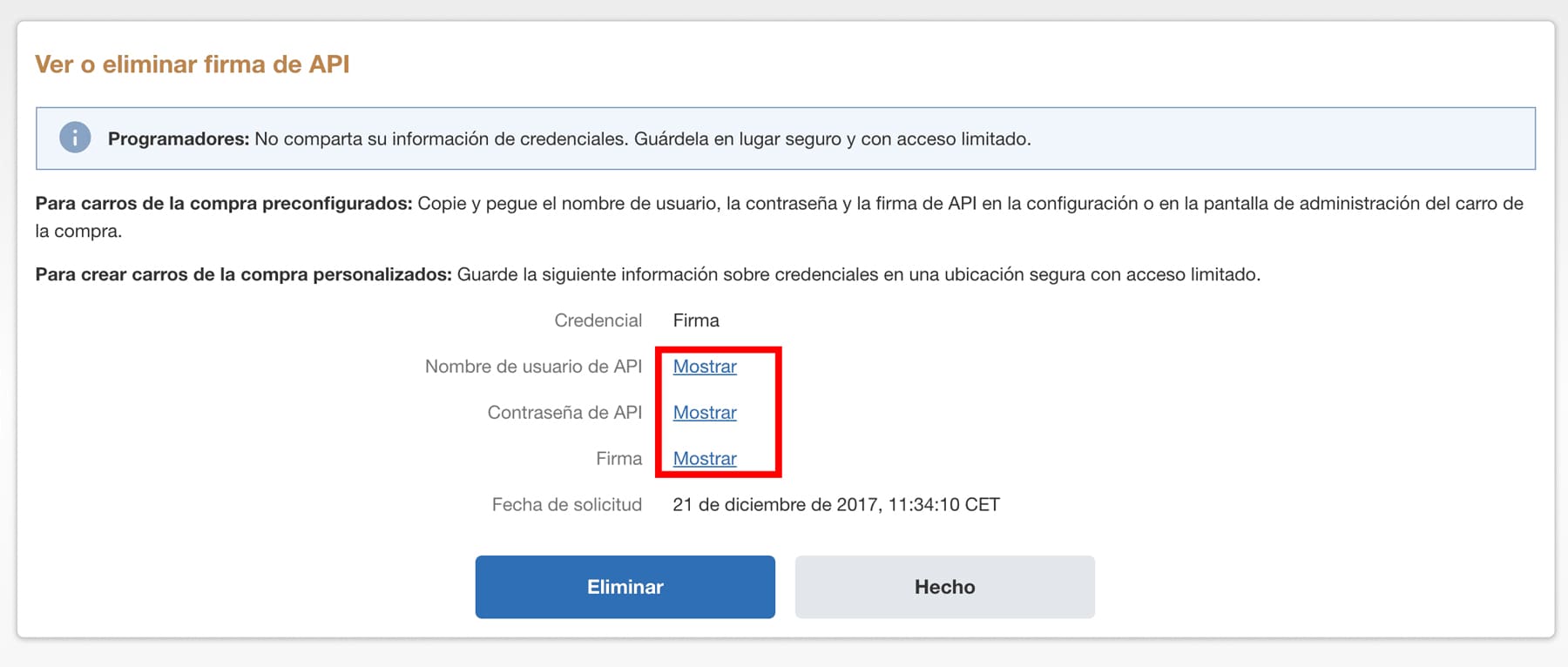 mostrar firma nombre api paypal