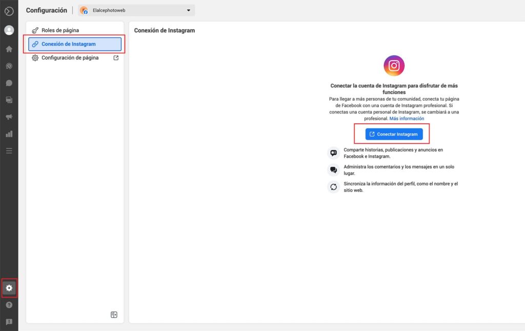 conecta instagram a facebook