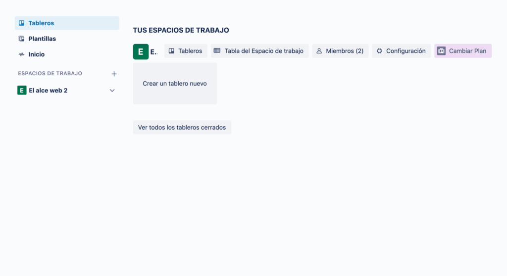 trello interfaz acceso primera vez