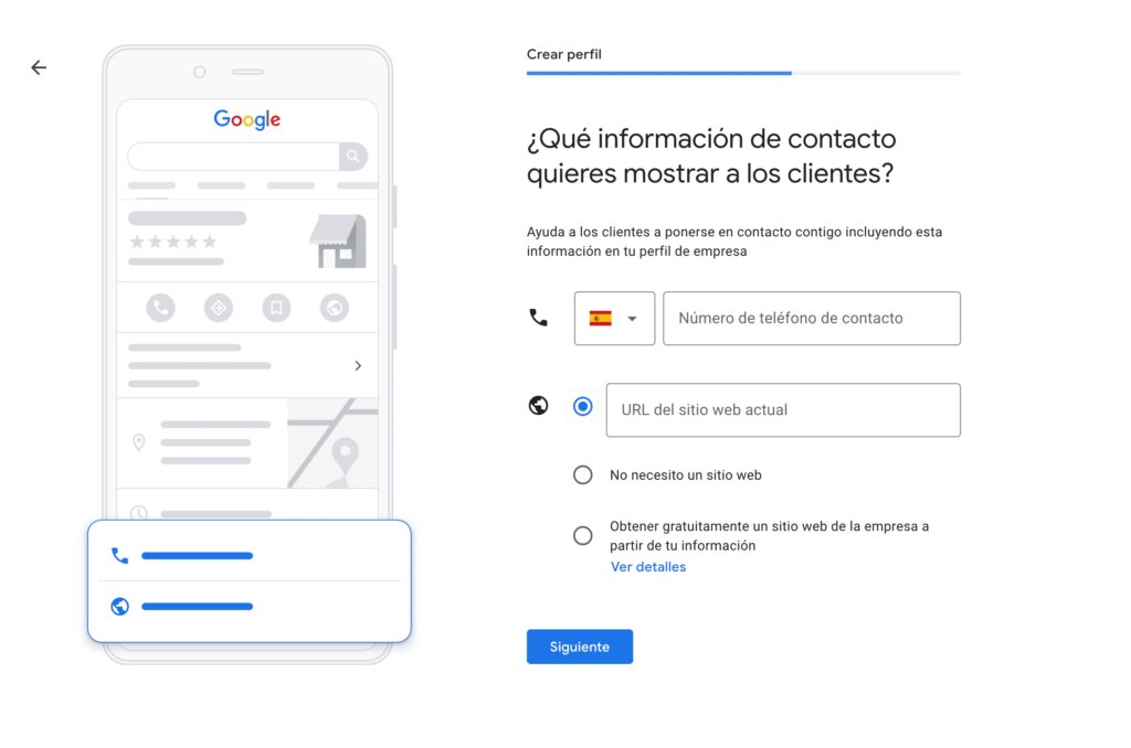 telefono y web google business pasos