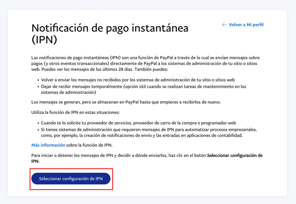 configuracion paypal ipn notificaciones instantaneas
